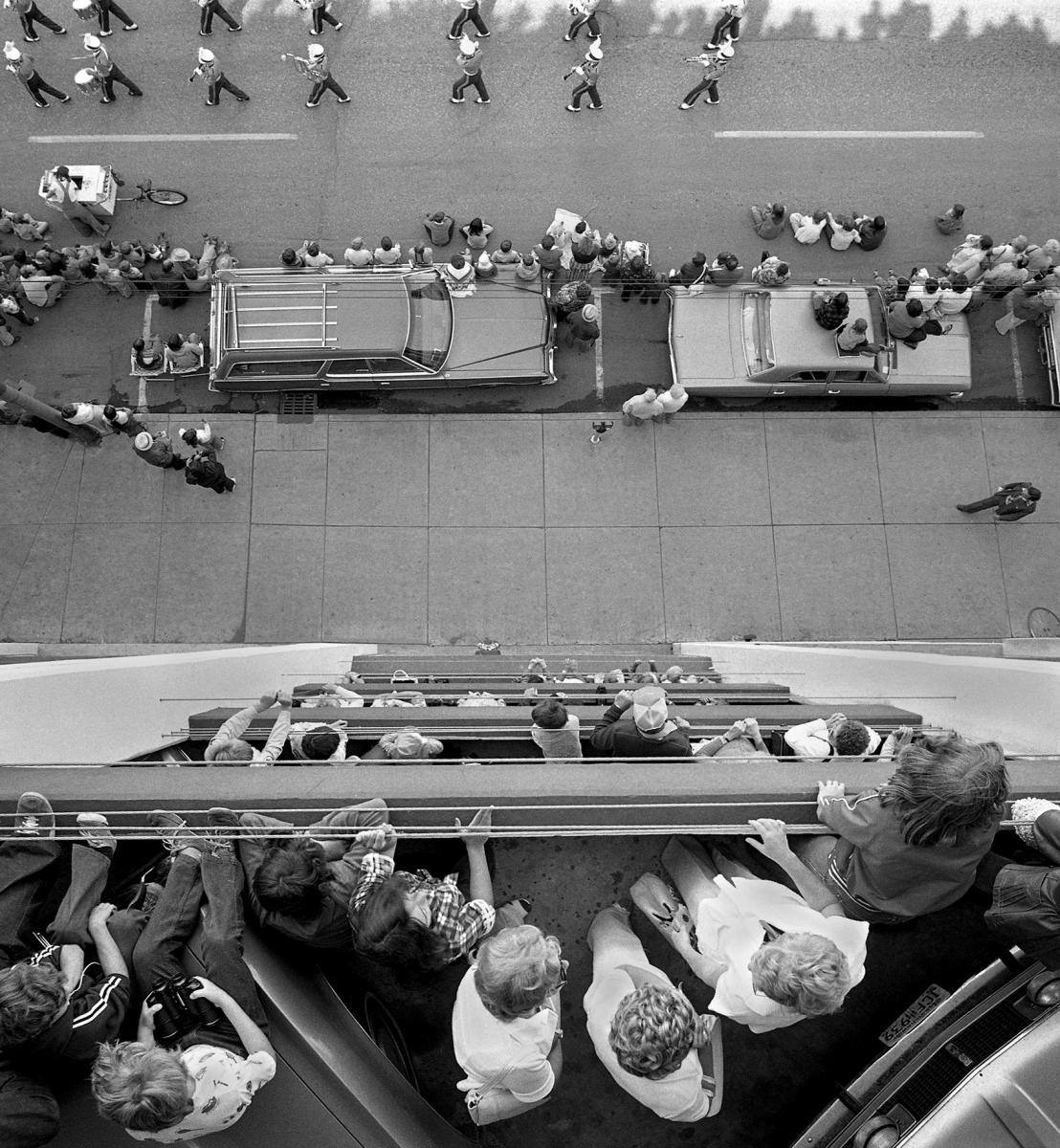 1977 Saskatoon Exhibition Parade, Hudson's Bay Parkade, 1st Ave and 24th Street